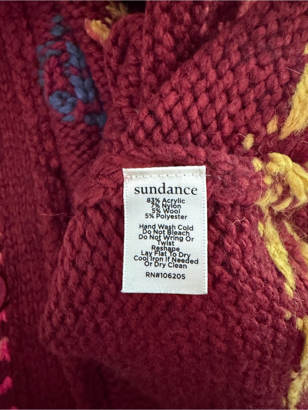 Sundance Women’sSouthwestern Cardigan Duster Sweater Coat Burgundy Boho NWT - Picture 11 of 11